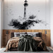 Papier peint mural avec phare emblématique et vagues tumultueuses pour chambre moderne.