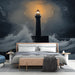 Papier peint marin avec phare illuminé et mer agitée pour chambre moderne