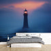 Papier peint paysage avec phare illuminé dans une ambiance brumeuse au crépuscule pour chambre moderne