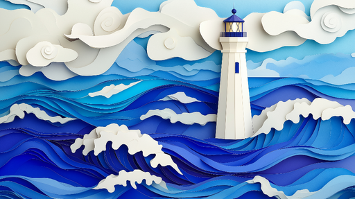 Papier peint phare Phare majestueux sur fond de vagues dynamiques