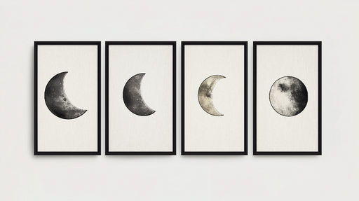 Papier peint phases lunaires Illustrations artistiques des différentes phases de la lune