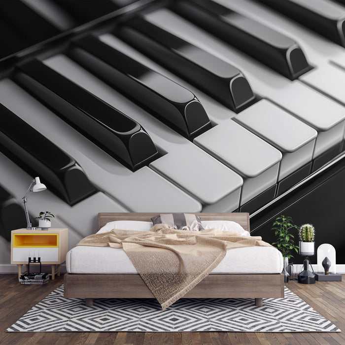 Papier peint piano | Clavier noir et blanc élégant