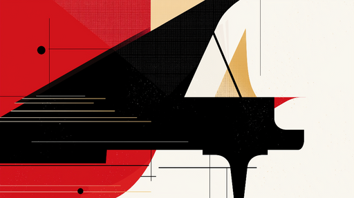 Papier peint piano Design géométrique abstrait avec piano noir sur fond coloré