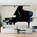 Papier peint design minimaliste avec piano à queue noir pour salon moderne