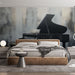 Papier peint élégant avec piano à queue noir sur fond texturé pour chambre moderne