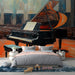 Papier peint concert élégant avec piano à queue noir pour chambre musicale sophistiquée