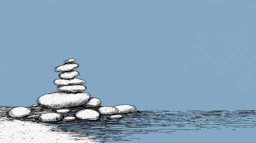 Papier peint pierres empilées Motif de pierres sur un fond bleu doux