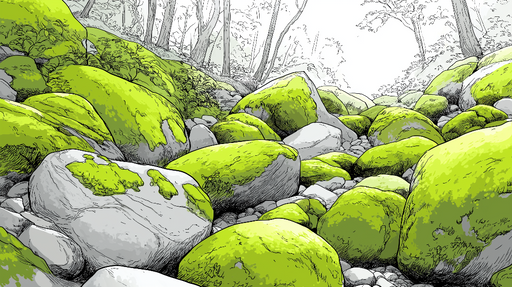 Papier peint pierres verdoyantes Motifs de rochers couverts de mousse dans une ambiance naturelle