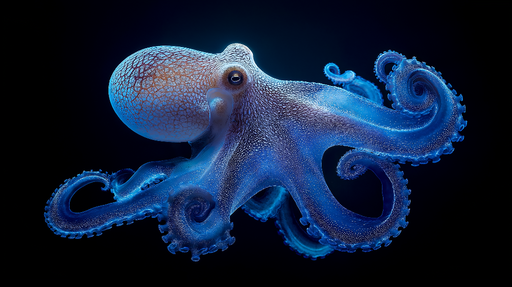 Papier peint pieuvre Une pieuvre majestueuse en nuances de bleu