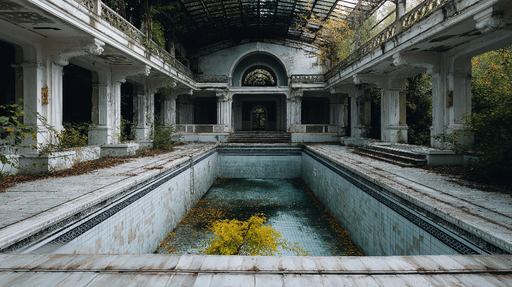 Papier peint piscine abandonnée Atmosphère mystérieuse d'un espace oublié