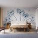 Papier peint design délicat avec motif de pissenlit bleu translucide pour chambre moderne