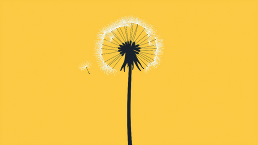 Papier peint pissenlit Motif minimaliste de pissenlit sur fond jaune