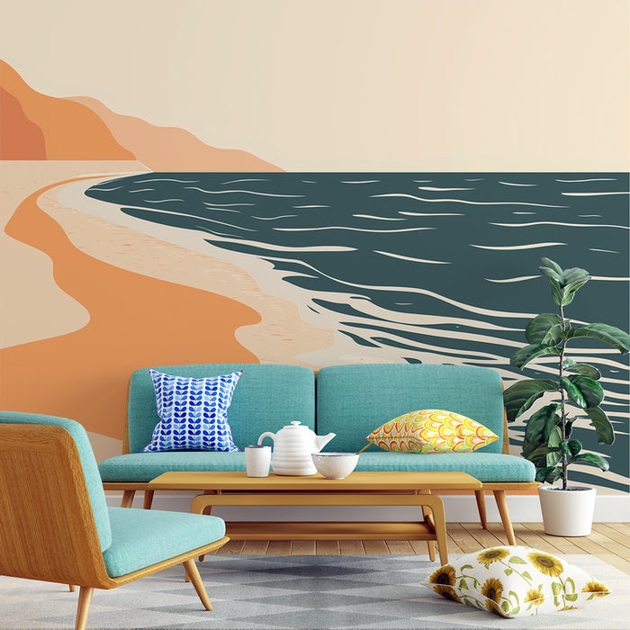 Papier peint plage abstraite | Design minimaliste et apaisant