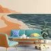 Papier peint plage abstraite avec design minimaliste et apaisant pour salon moderne