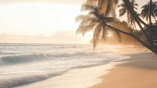 Papier peint plage au coucher de soleil Ambiance tropicale et apaisante
