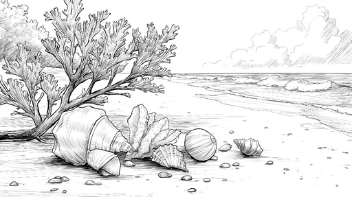 Papier peint plage avec coquillages Un paysage côtier minimaliste et apaisant