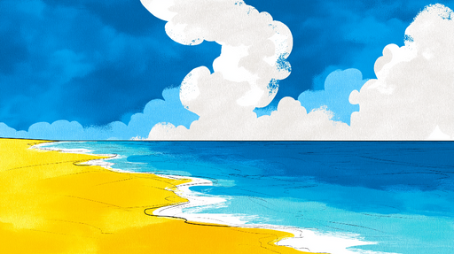 Papier peint plage ensoleillée Un paysage de sable doré et d'eau turquoise sous un ciel bleu