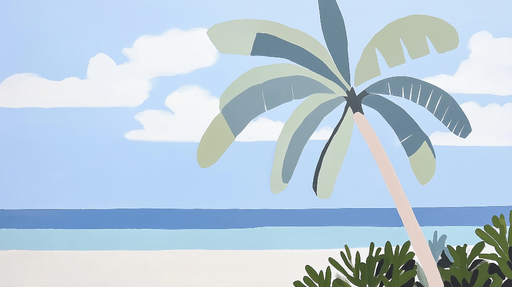 Papier peint plage et palmier Ciel et mer