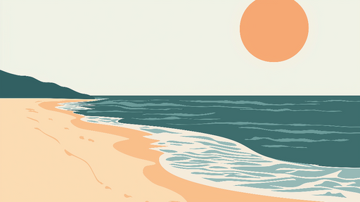 Papier peint plage Horizon ensoleillé avec vagues apaisantes