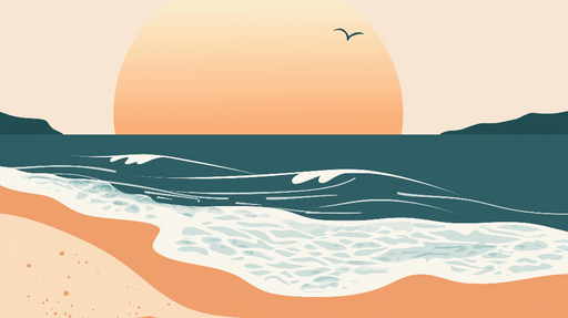 Papier peint plage Illustration abstraite d'un coucher de soleil sur la mer