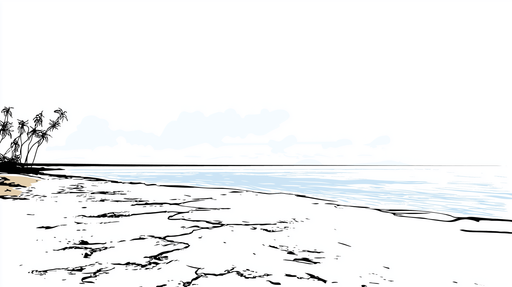 Papier peint plage minimaliste Scène apaisante de rivage avec palmiers et ciel clair