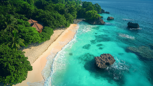 Papier peint plage paradisiaque Plage de sable fin et eaux turquoise