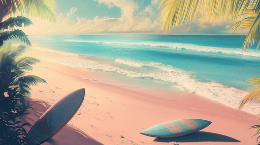 Papier peint plage paradisiaque Surf et sable au bord de l'océan