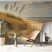Papier peint paysage côtier avec dunes et herbe dorée pour salon moderne