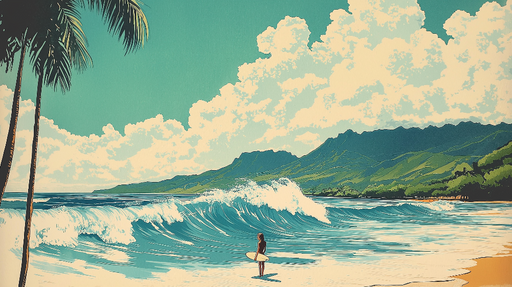 Papier peint plage surf Paysage Tropical Énergique