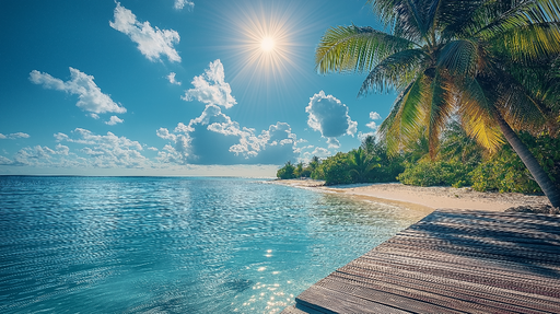 Papier peint plage tropicale Évasion au bord de l'eau