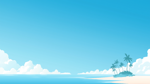 Papier peint plage tropicale Un paysage serein de mer et de palmiers sous un ciel bleu