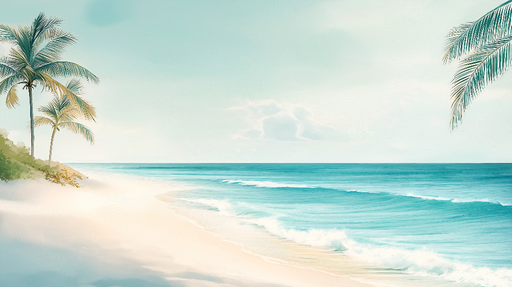 Papier peint plage tropicale Une vue apaisante sur une plage de sable fin et des palmiers