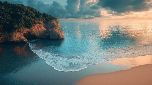 Papier peint plage Vue apaisante sur une plage au lever du soleil