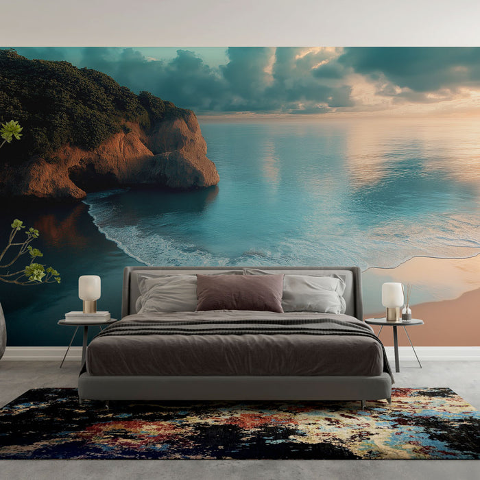 Papier peint plage | Vue apaisante sur une plage au lever du soleil