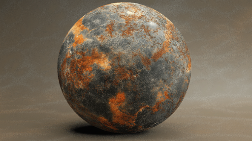 Papier peint planète texturée Modèle de sphère avec nuances de noir et orange