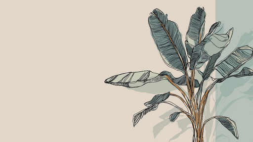 Papier peint plante tropique Illustration délicate de feuilles de bananier sur fond pastel