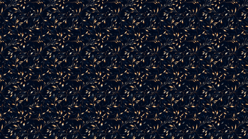 Papier peint plantes élégantes Motif floral doré sur fond marine