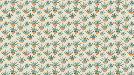 Papier peint plantes en pot Motif d'agaves vertes dans des pots colorés sur fond clair