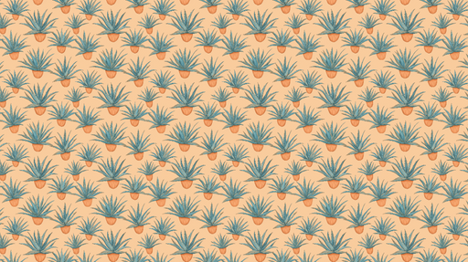 Papier peint plantes succulentes Motif répétitif de succulentes bleues dans des pots orange