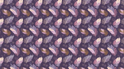 Papier peint plumes colorées Motif de plumes élégantes sur fond violet