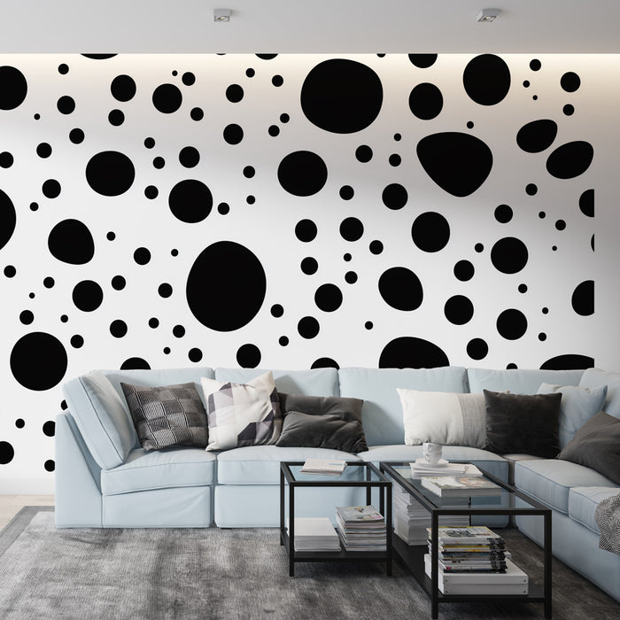 Papier peint pois | Motif géométrique contemporain en noir et blanc