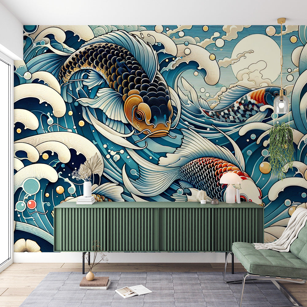 Papier peint poisson japonais | Carpe Koï design animé