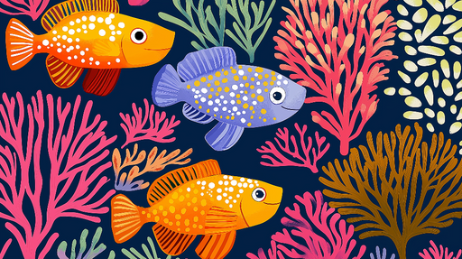 Papier peint poissons colorés Motif aquatique avec des coraux vibrants