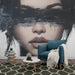 Papier peint artistique abstrait avec portrait mystérieux pour salon moderne