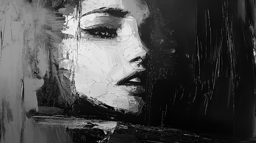 Papier peint portrait abstrait Visage féminin en noir et blanc