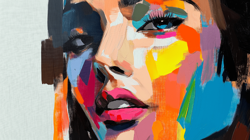 Papier peint portrait abstrait Visage stylisé aux couleurs vives