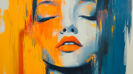 Papier peint portrait abstrait Visage stylisé avec une palette de couleurs vives