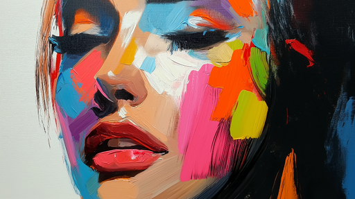 Papier peint portrait artistique Visage coloré avec des touches vibrantes