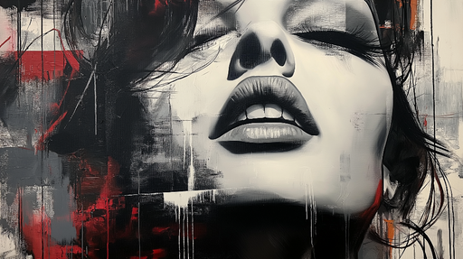 Papier peint portrait artistique Visage féminin stylisé sur fond abstrait