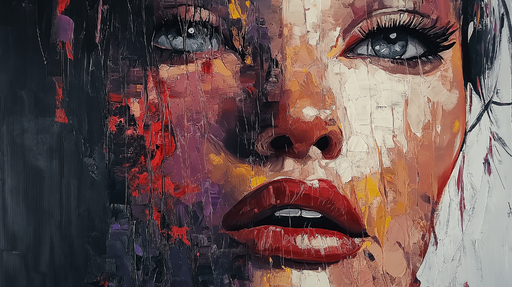 Papier peint portrait artistique Visage féminin vibrant aux couleurs éclatantes